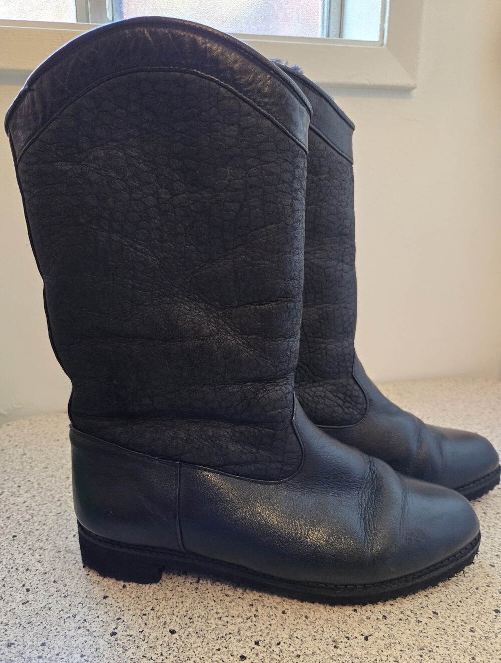 Classic Black Women's Leather Mid-Calf Boots